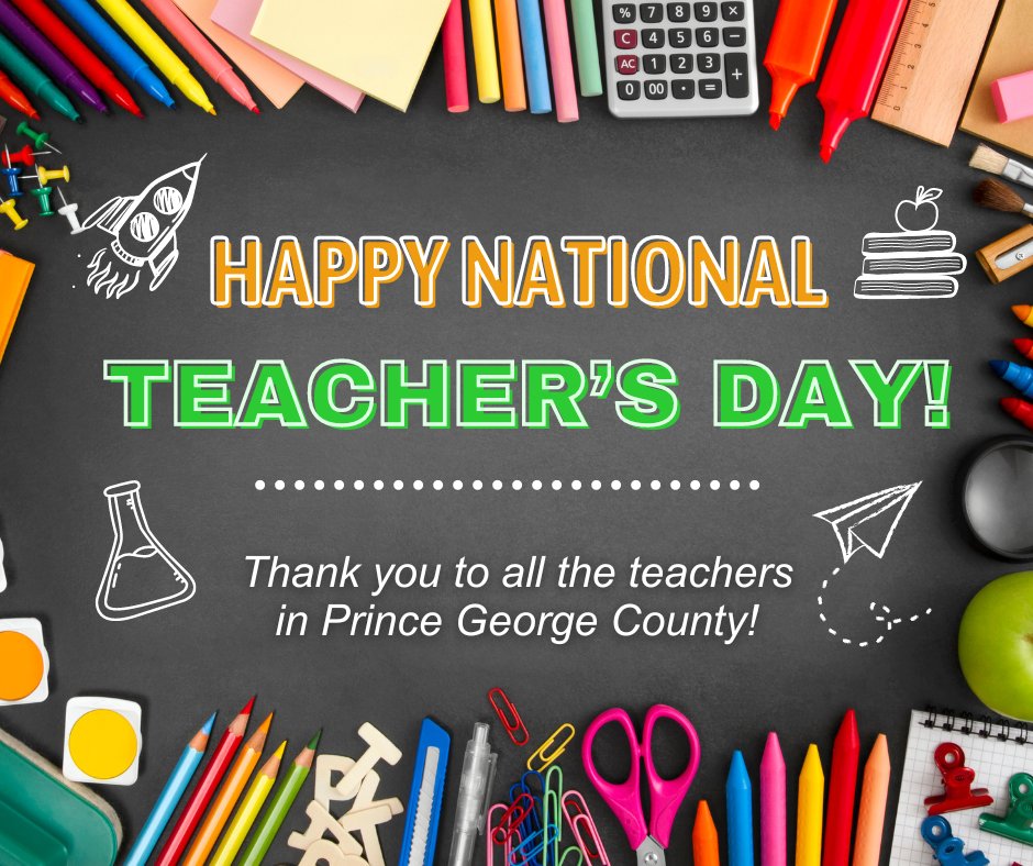 Happy National Teacher's Day! A huge thank you to all Prince George County educators for your dedication, hard work, and passion. Your commitment to shaping the minds of our students does not go unnoticed. We are grateful for all that you do! #NationalTeachersDay