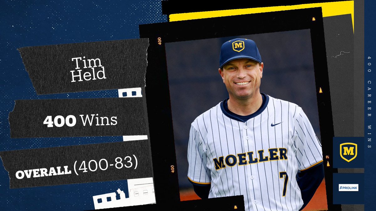 Moeller baseball coach Tim Held won his 400th career game last night as the Crusaders defeated host Centerville 6-2. Held is (400-83) overall in his 17th season. Moeller (23-0) has won 40 consecutive games going back to the 2023 season. #GoBigMoe