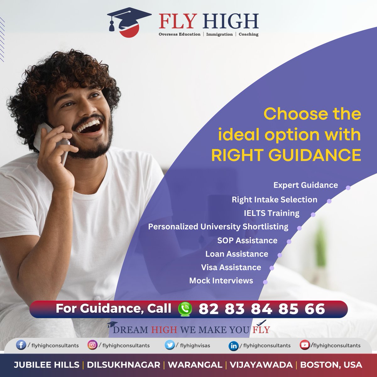 #StudyingAbroad Simplified..!!
Choose an ideal option with right guidance. It's your time to shine and take control of your future.
Our expert counselor is here to guide you every step of the way. Book your counseling session today.
Contact us @ 8283848566
#flyhighconsultants