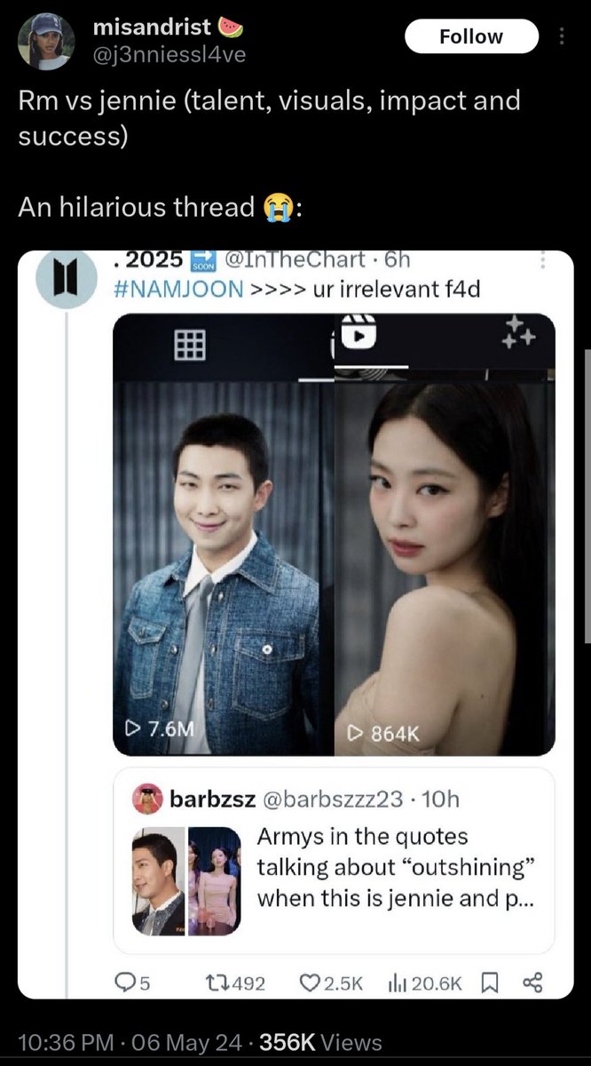 RM vs Jennie ( talent visual impact and success)

A hilarious reality check thread 🧵: