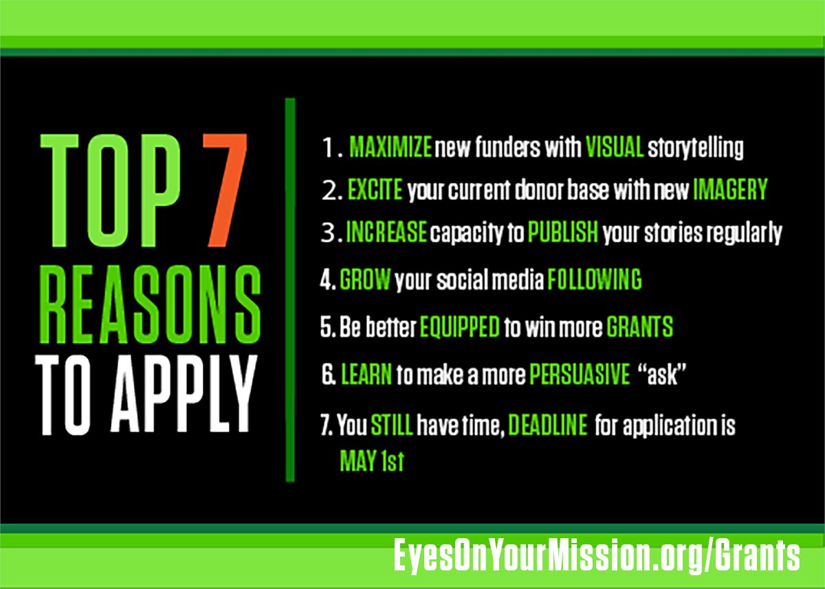 'Unlock the potential for positive change! 🌟 Here are 7 compelling reasons why organizations should apply for our grants.

Don't miss out on this opportunity! ✨🎥 #GrantOpportunity #EyesOnYourMission #TransformativeStorytelling #PositiveChange'