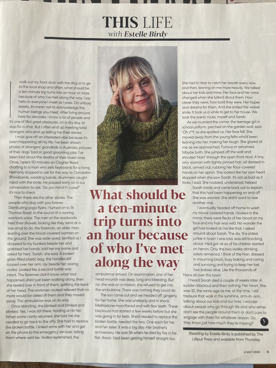 ‘I often end up meeting total strangers who end up telling me their stories’ Author of #Ravelling, @BirdyBooky, writes for This Life @irishdailymail