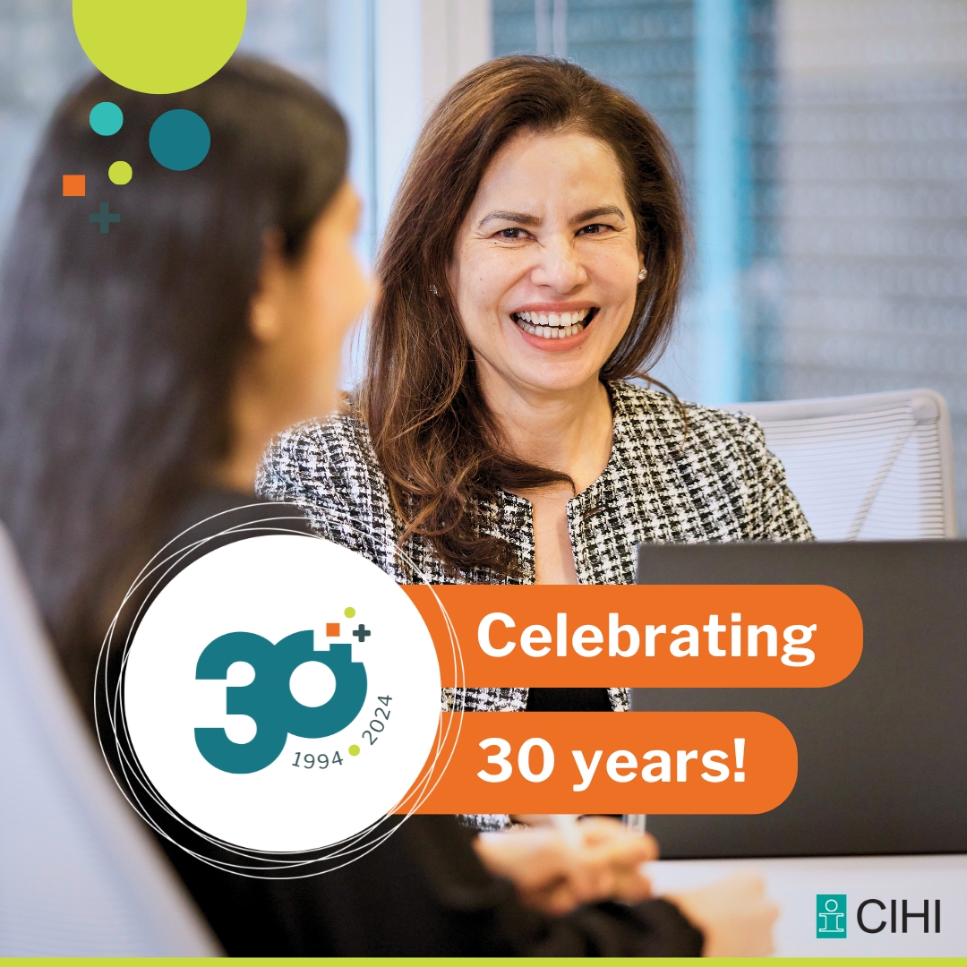 CIHI is celebrating! Here’s to 30 years as a trusted partner in providing actionable information to improve Canadians’ collective health and the performance of our systems. ow.ly/GVJa50QHMrI #CIHI30 #30YearsOfWisdom