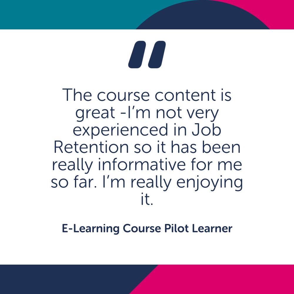 🚨 Attention all! 🚨 

We've launched our e-learning course on Job Retention. 
Register for the course here: ow.ly/pXOr50Ryetu

Here is what one pilot learner had to say about it:

#IPS #IPSGrow #JobRetention #EmploymentSupport #eLearningCourses #ProfessionalDevelopment