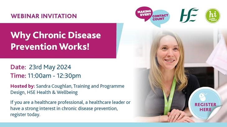 Register for why chronic disease prevention works to learn more about the positive impact of ‘Making Every Contact Count’ in healthcare settings & how taking a proactive approach to lifestyle behaviour can change lives. @makingmeccwork @hsehealthw @rois66 zoom.us/webinar/regist…
