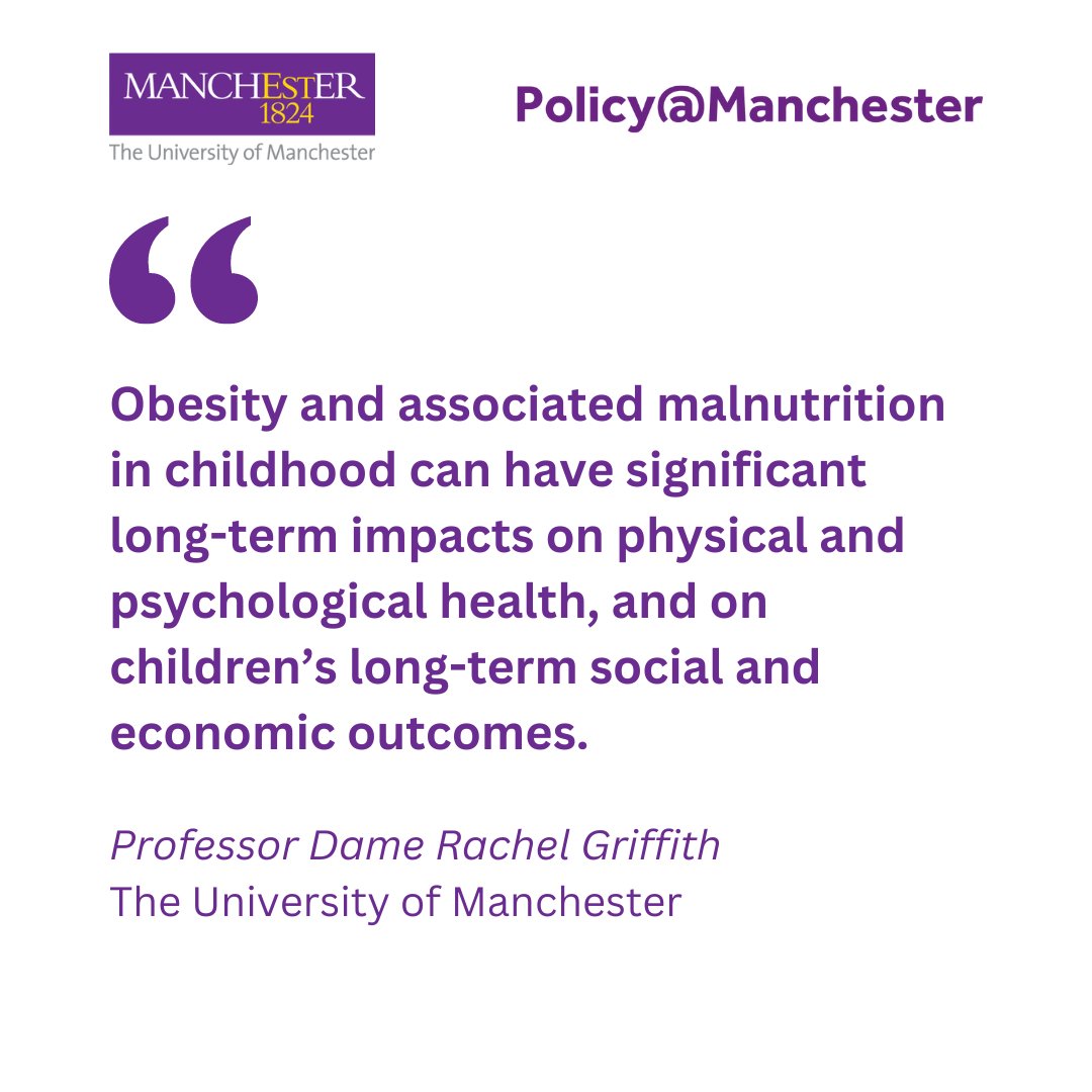 👉Children growing up in the UK's most deprived areas are over twice as likely to be obese as those growing up in the least deprived areas 🔗Prof Dame Rachel Griffith analyses what drives poor nutrition and assesses policy efficacy around this issue: ow.ly/6RVo50RyjVP