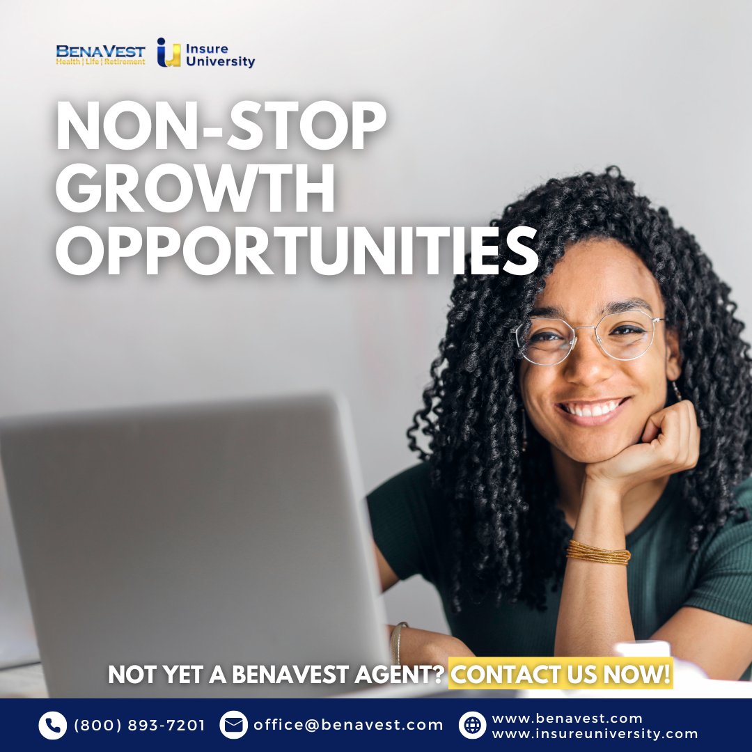 🌟 Explore Endless  Career Growth  & Opportunities! Enroll at Benavest InsureUniversity now and step into a realm of limitless potential. 🚀 🎉 #growthopportunities #freewebinars #weeklybonuses #joinbenavest