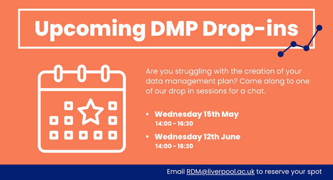 Open Research Liverpool (@livuniopenres) on Twitter photo Data Management Planning may be daunting, but it doesn't have to be difficult!🤠
The RDM team is holding more drop-in afternoons for researchers to discuss their data management plans.
Book a slot by emailing RDM@Liverpool.ac.uk with your preferred date and time. 📆 Data Management Planning may be daunting, but it doesn't have to be difficult!🤠
The RDM team is holding more drop-in afternoons for researchers to discuss their data management plans.
Book a slot by emailing RDM@Liverpool.ac.uk with your preferred date and time. 📆
