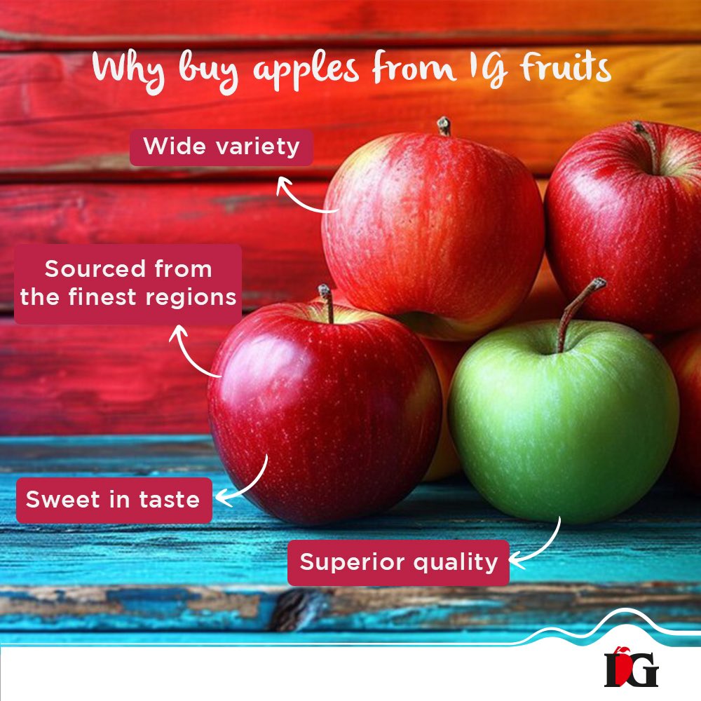 Choosing apples from IG Fruits is a no-brainer! 
With countless benefits, why settle for anything less?
#apples #applelover #appleaday #applelove #freshfruits #healthyliving #healthylifestyle #eathealthy #livehealthy #stayhealthy #eatfresh #healthyeating #eatyourfruits #igfruits