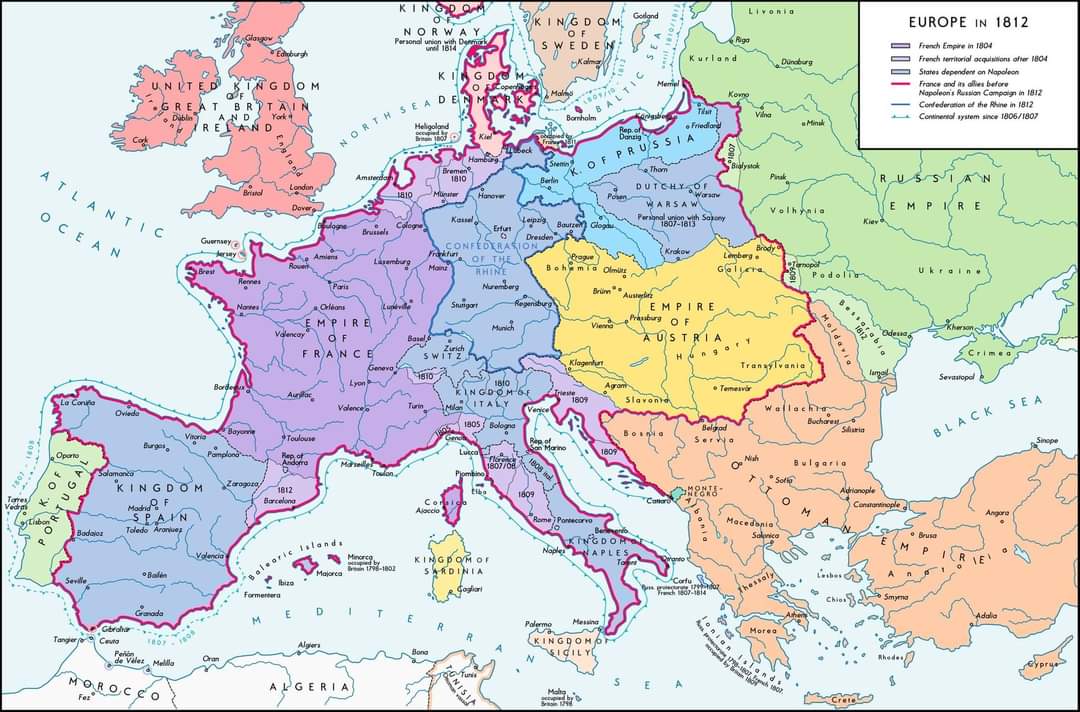 Map of Europe in 1812