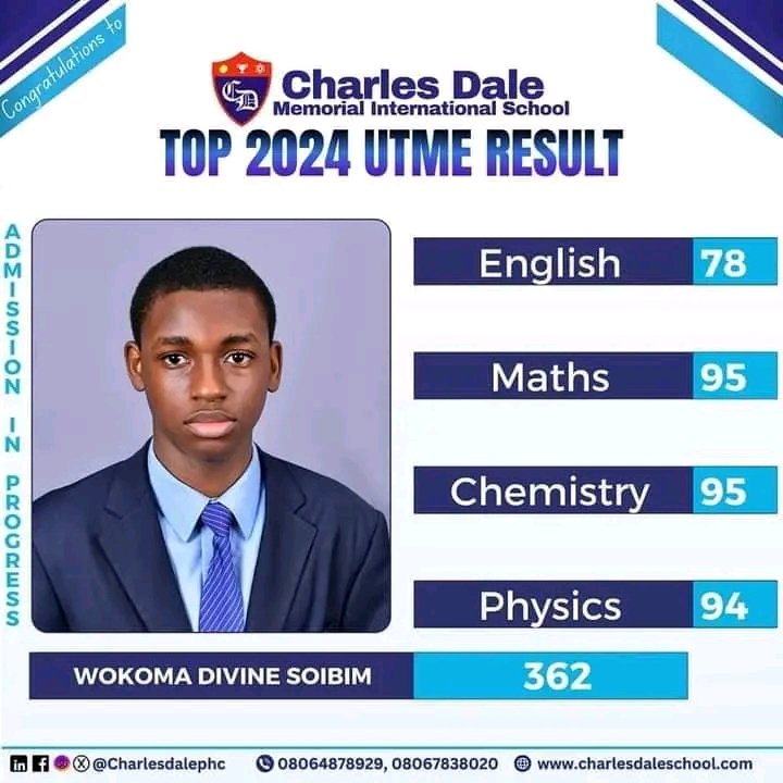 Wokoma Divine Soibim, an Ijaw son from Kalabari, emerges top scorer for 2024 UTME.

By extension, he's one of the all-time highest scorers in the history of JAMB.

Congratulations 🎊 and thanks for making Ijaw nation proud.