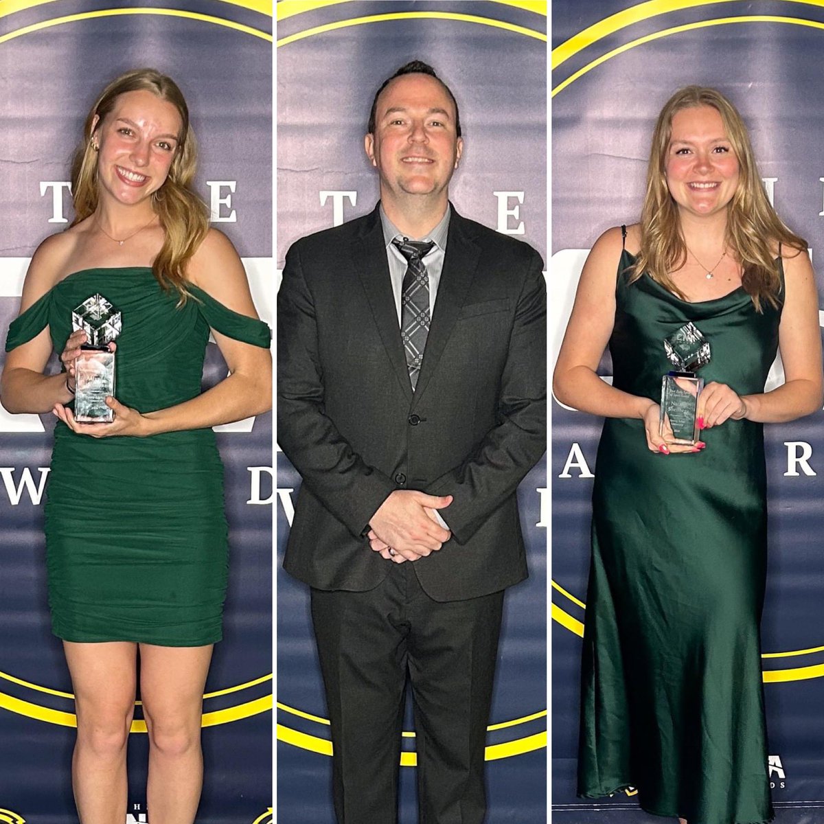 Some of our @SAUCougarsWBB members were celebrated at our annual Cougar Nation Awards! So proud of you all!! 💙💛🏀 Alayna Kulesza- Kay Dunkel Sophomore Athlete of the Year John Williams-Staff Member of the Year Natalie Shellberg- First Lady Spirit of the Sport Award