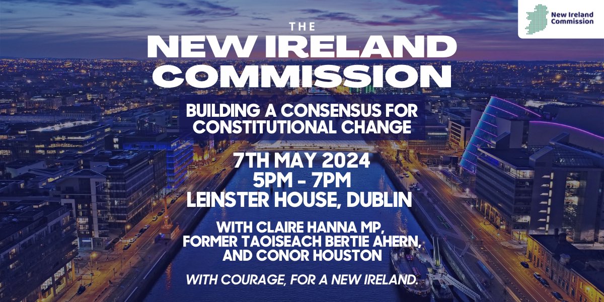 🚨 Tonight: Building a Consensus for Constitutional Change - in conversation with Former Taoiseach Bertie Ahern 🕊️ We’re looking forward to discussing how we can bridge the gaps between communities across this island and create historic change.👏🏻 Follow for updates👇🏻