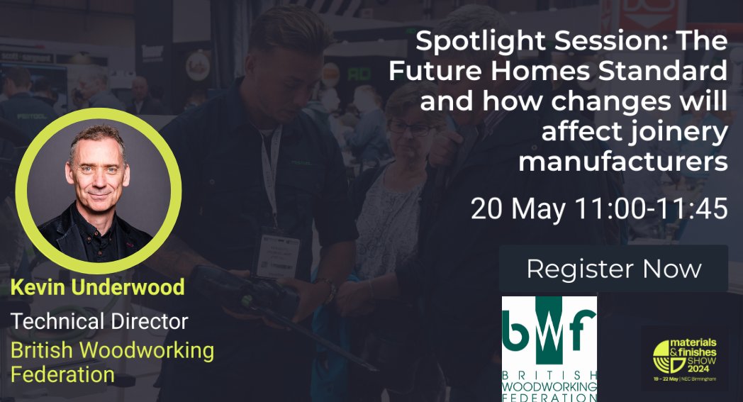 Join BWF Technical Director Kevin Underwood at @MAF_Show where he will discuss the proposals put forward by DLUHC, how these could prove to be too difficult to achieve for most joinery manufacturers. Register here lnkd.in/eS8NZ2-J #woodworking #joinery #MAFS