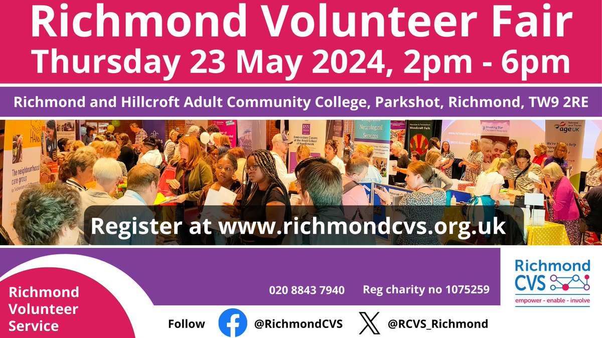 Who could you meet at this year's Richmond #Volunteer Fair? 🤔 With over 40+ #local charities under one roof, we're sure you'll meet some really interesting groups Book a free place to come & have a chat bit.ly/3UiafRk @LBRUT @RichmondComLink @RHACC_College