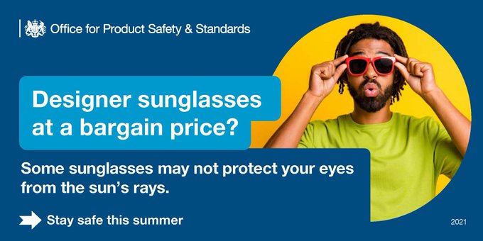 Some sunglasses may not provide adequate protection from the sun’s rays. Wearing sunglasses with no UV protection can be worse for your eyes than no sunglasses at all. #SunAwarenessWeek