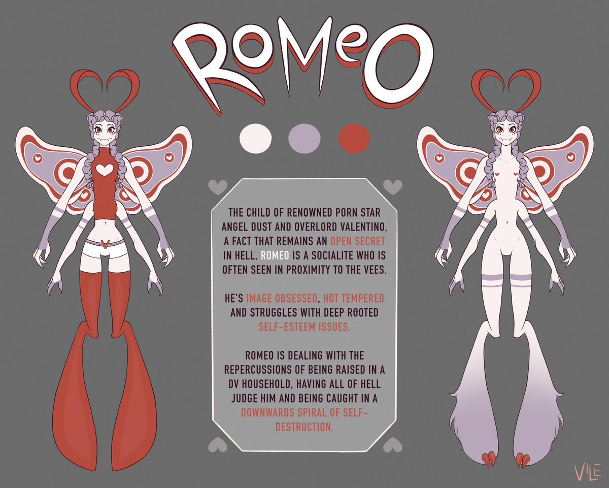 my #valangel fankid romeo's ref sheet! 

a thread with more details about him has been linked below ♥️