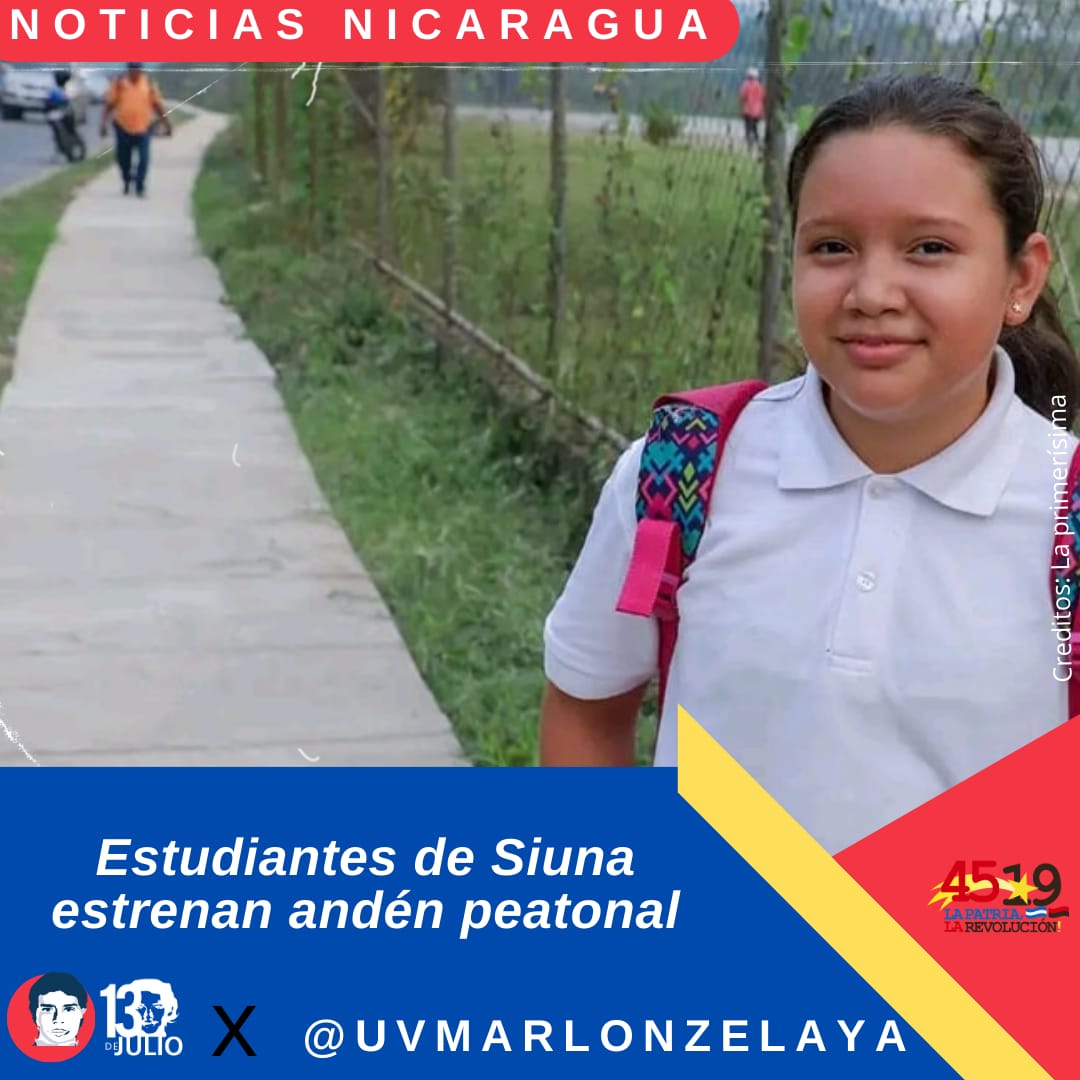 En una escuela de Siuna se inauguró un andén peatonal para que los estudiantes caminen por una senda segura #SomosUNAN #SomosVictoriasVerdaderas #4519LaPatriaLaRevolución #ManaguaSandinista #SoberaníayDignidadNacional