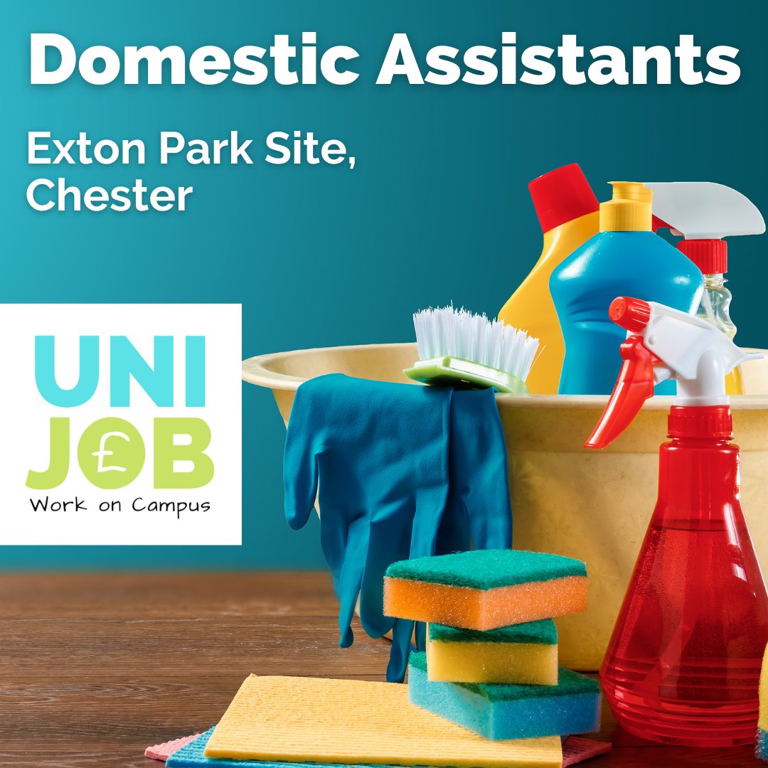We’re #hiring #students @uochester @ChesterSU @uocshoutout to 6 x #jobs, #cleaning on Exton Park site, #Chester. So, if you delight in dusting, sweeping makes you smile & mopping feels magical, apply by 9 May! £12.48 p/hour, 30 hours p/week: bit.ly/44EsDZx #Job #Cleaner