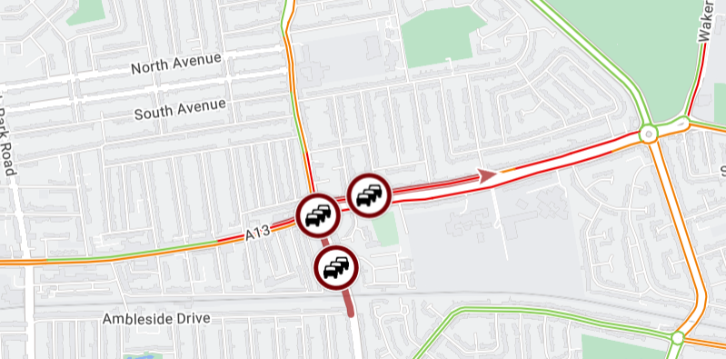 Essex_Travel: Southend on Sea - Slow moving traffic on Southchurch Road (Westbound) between  Royal Artillery Way and Queensway