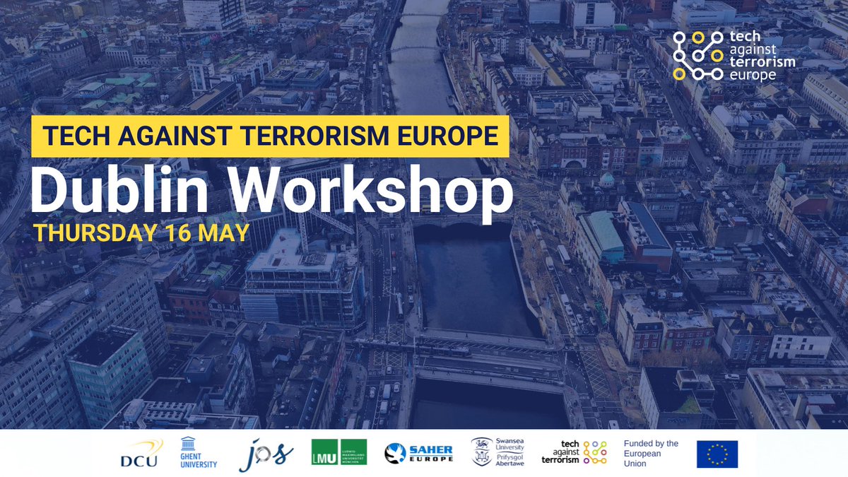 📢 Work for a platform? Want to learn more about the Terrorist Content Online Regulation, DSA, and related? Join @techvsterrorism Europe for an exciting in-person workshop in #Dublin on Thursday, 16 May. Learn more and register at: tate.techagainstterrorism.org/events/dublin-… #pleaseRT