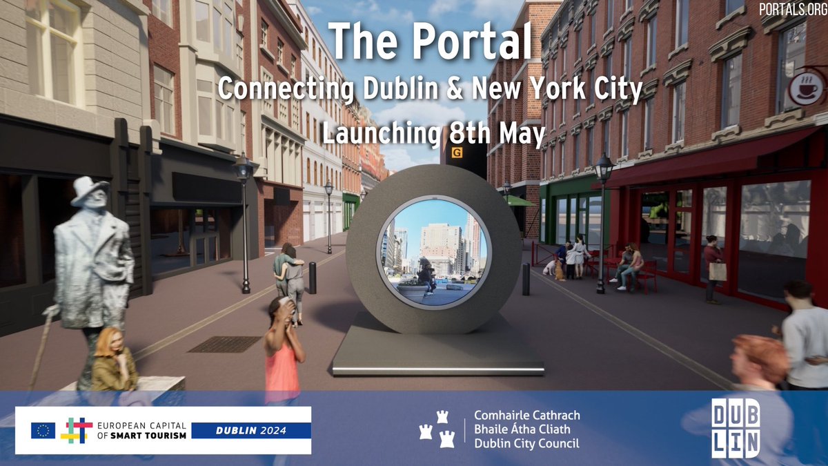 Tomorrow, a new art installation called #ThePortal linking #Dublin to #NewYorkCity in real time will be launched. This project is part of Dublin’s #SmartTourism offering for 2024. @smartdublin @DubCityCouncil