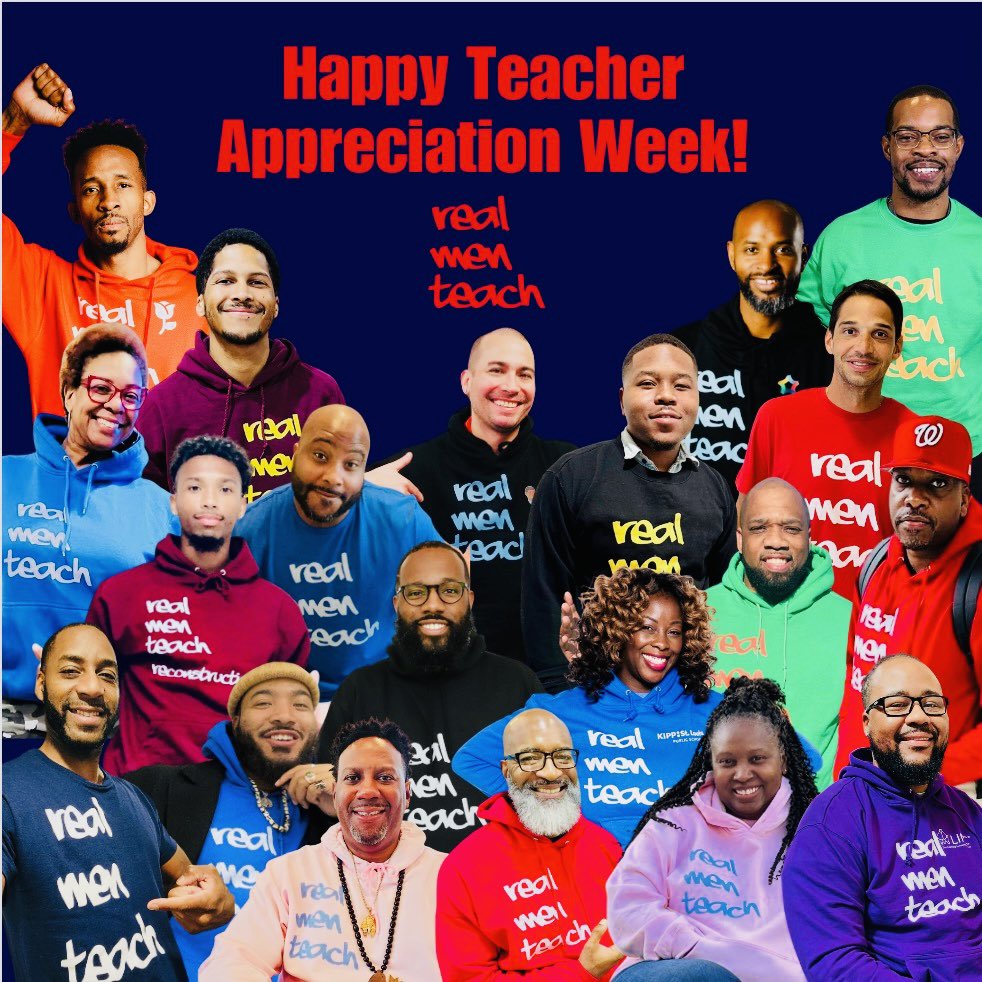 Real Men Teach was founded on the goal of centering authentic representation of teachers everyday, not just during #TeacherAppreciationWeek 🍎 Tag a teacher below and join us at realmenteach.com today!