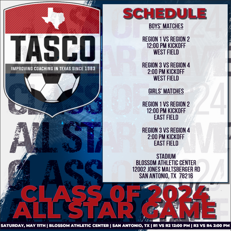 It's #TASCO Senior Showcase week! Here's the schedule of events for this Saturday! #TXHSSoc #TXHSSoccer #TASCOAllStars