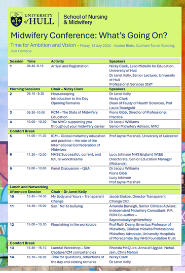 Please find the link below to the University of Hull Midwifery conference that is free to attend, lunch provided.
To register please click on the link, scan the QR code and complete the registration form. 100 places only.
forms.office.com/e/h933Jmhp8q
