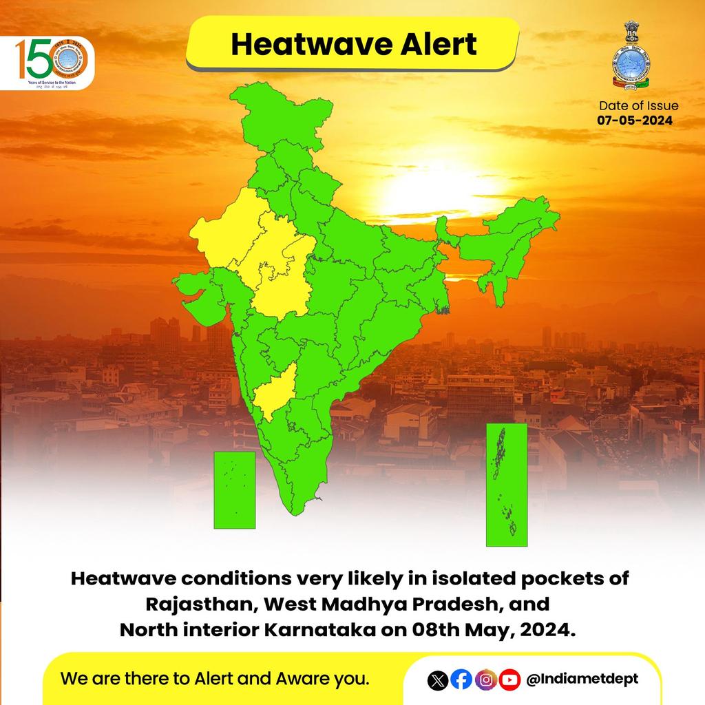 #India #Heatwave Alert for May 8, 2024.