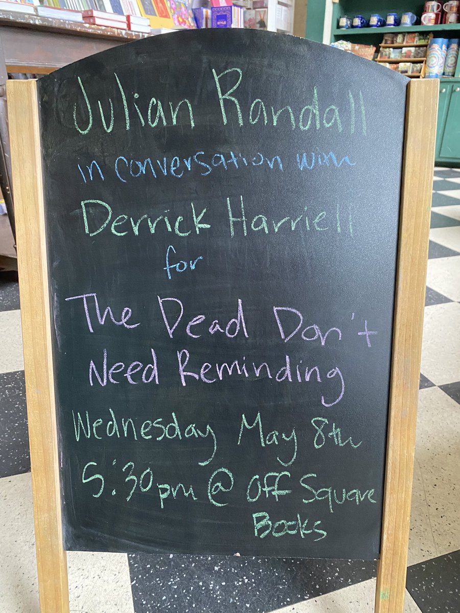 Get ready, Dear Readers! Tomorrow, author and poet Julian Randall will be in conversation with poet Derrick Harriell for Randall’s new book, The Dead Don’t Need Reminding. Join us at 5:30PM at Off Square Books ✨