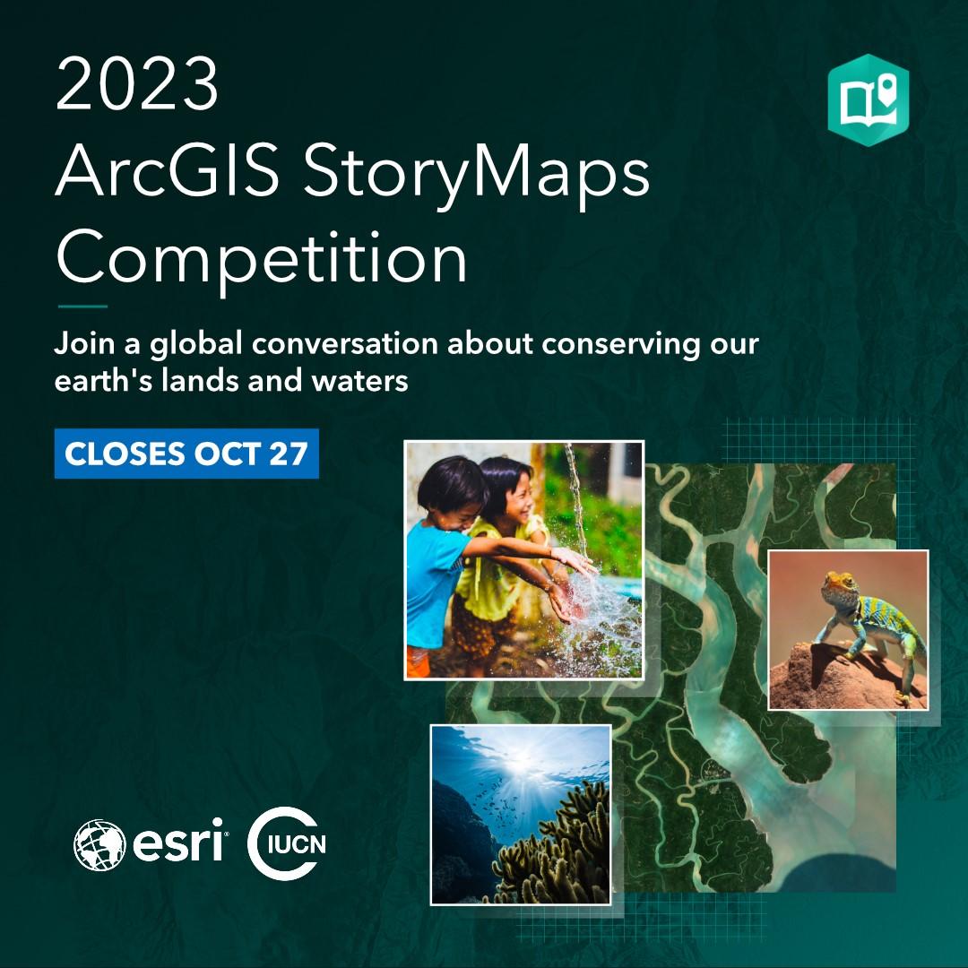 Only two weeks left!!

Are you a Storyteller of the Year? The 2023 ArcGIS #StoryMaps Competition closes on October 27th.

Get tips for building a winning story: ow.ly/UrS950RymFt