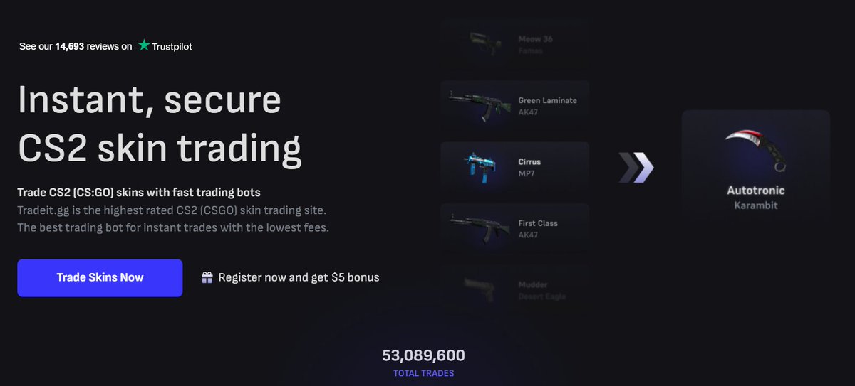 Who use my link or code will get a $5.00 first trade bonus and topup bonus or discount in store.  
tradeit.gg/?aff=Swagger 

#cs2picks #CS2 #cs2giveaways #CSGOGiveaway #gamers #gamer #GAMBLEMONEY #skins #signfree #freegiveaways #cs2 #steam #case #csgoskins #gaming #gamer
