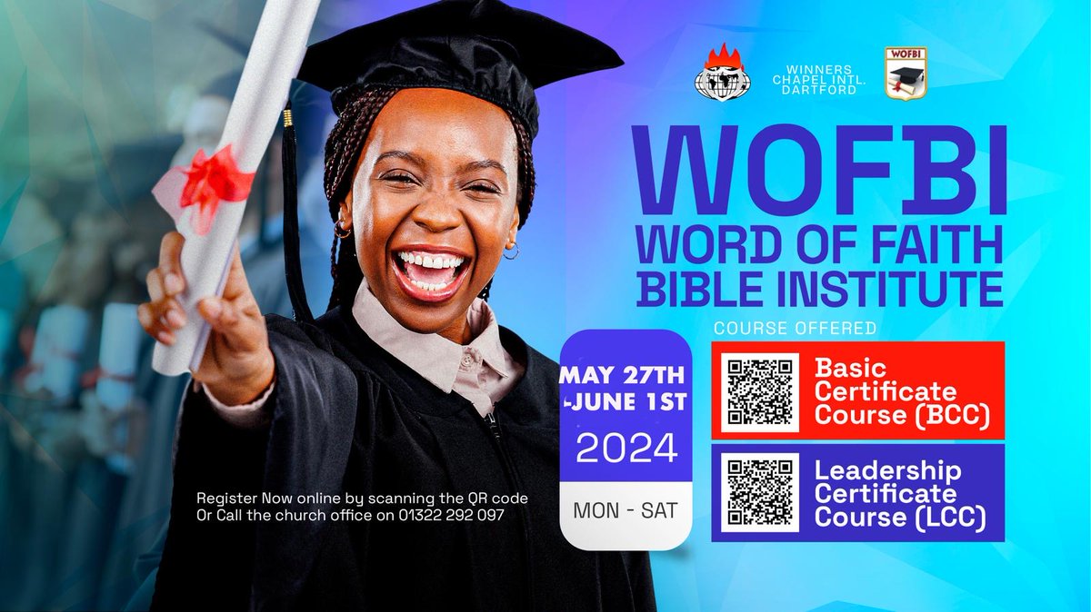 winnersdartford's tweet image. 🌟 Transform your life in just ONE week! 🌟 Join Word of Faith Bible Institute&apos;s upcoming sessions: Basic Certificate Course &amp;amp; Leadership Certificate Course. 📚✨

Seize this chance for growth and empowerment. Enroll today!

#EndofMonth #LifeChangingLearning #dartfordWOFBI #WOFBI