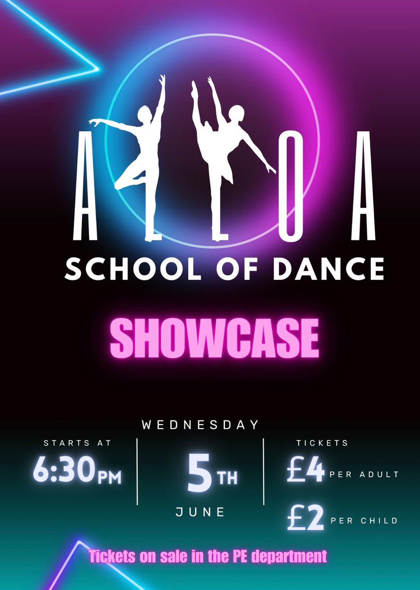 🚨Tickets on sale now🚨 £4 adults £2 pupils See PE Department or S3 Dancers at lunch 🕺🏽