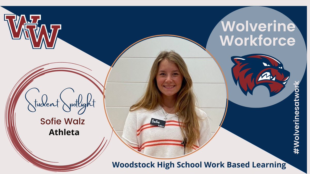 The WBL Student of the Week is Sofie Walz. Sofie works in customer service at Athleta where she is always a pleasure work with! Congratulations Sofie! #WHSWBL #Wolverinesatwork #1Woodstock