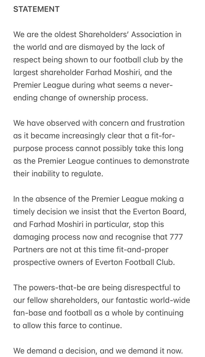 ALANMYERSMEDIA's tweet image. Everton Shareholders issue strong message to Everton ownership: