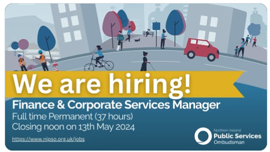 Would you like to make a positive difference to people and public services in Northern Ireland? Apply to become our new Finance & Corporate Services Manager. Find out more at: nipso.org.uk/jobs