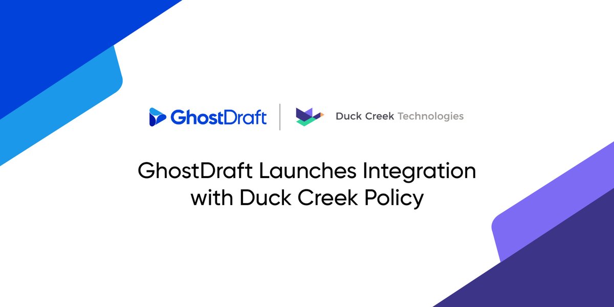 We're thrilled to announce GhostDraft's integration with Duck Creek Policy to empower insurers with powerful and intuitive document automation. Enhance efficiency and deliver exceptional policyholder experiences! Learn more: bit.ly/3UHNub6

#Insurance #InsurTech