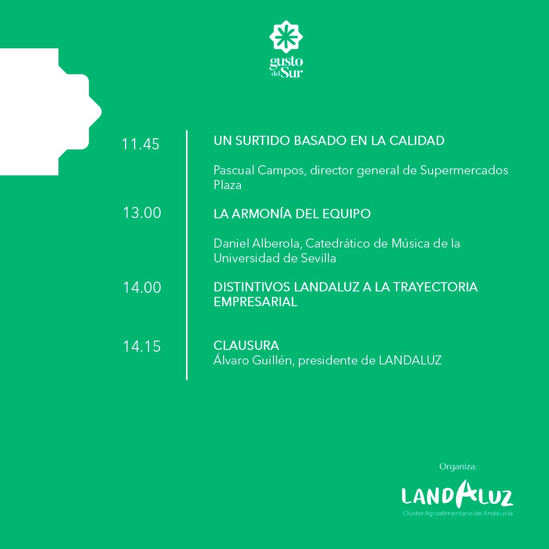 ¡Tenemos buenas noticias! Os adelantamos el programa del VII Congreso Agroalimentario de Andalucía. 📅 8 de mayo 📍Bodegas Osborne, Puerto de Santa María (Cádiz) #GustodelSur #EsCalidadEsAndalucia #JuntadeAndalucia #CongresoAgroalimentarioAndalucia