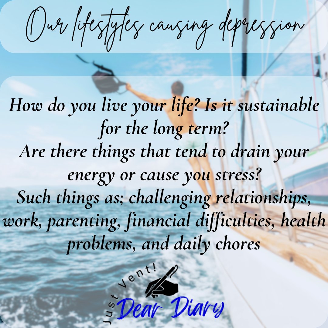 Could your lifestyle cause Depression? DearDiaryKE provides solutions #day1 #deardiary #deardiaryke #Solutions #mentalhealth #mentalhealthawareness #learningaboutmentalhealth #mensmentalhealth #womensmentalhealth #depression #anxiety #ADHD #PTSD #could #your #lifestyle #cause