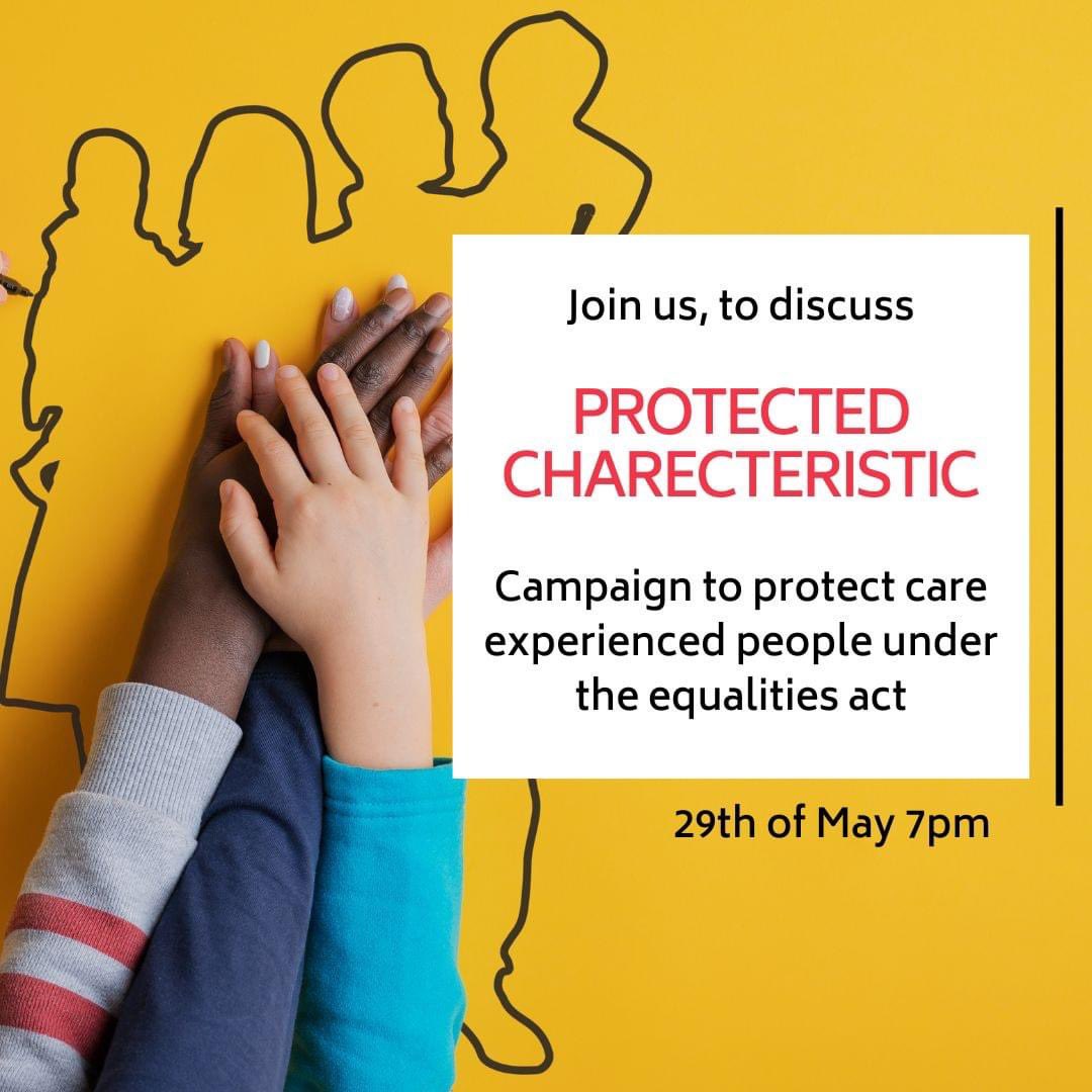 Did you know there is currently a campaign to make care experience a protected characteristic?

Register for the event below  👇🏼
zoom.us/meeting/regist…

1/2

#careexperience #equality #socialpolicy #childrenincare #socialwork #socialcare