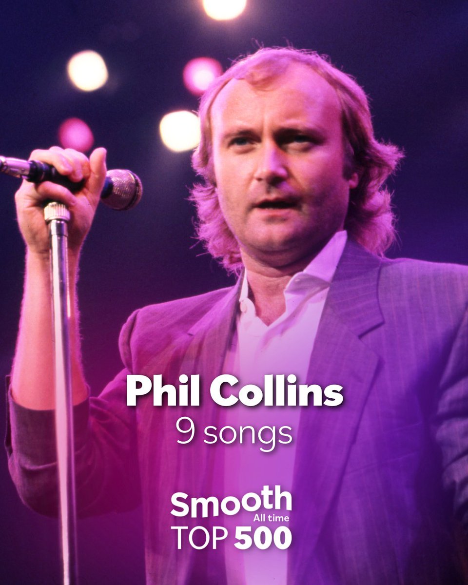 These were the TOP artists in Smooth’s All Time Top 500 with the highest number of song entries 👇 #Smooth500 

@PhilCollinsFeed – 9 songs