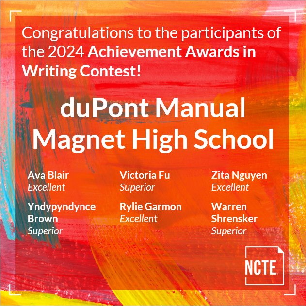 Thank you for proudly representing duPont Manual High and being committed to excellence!!