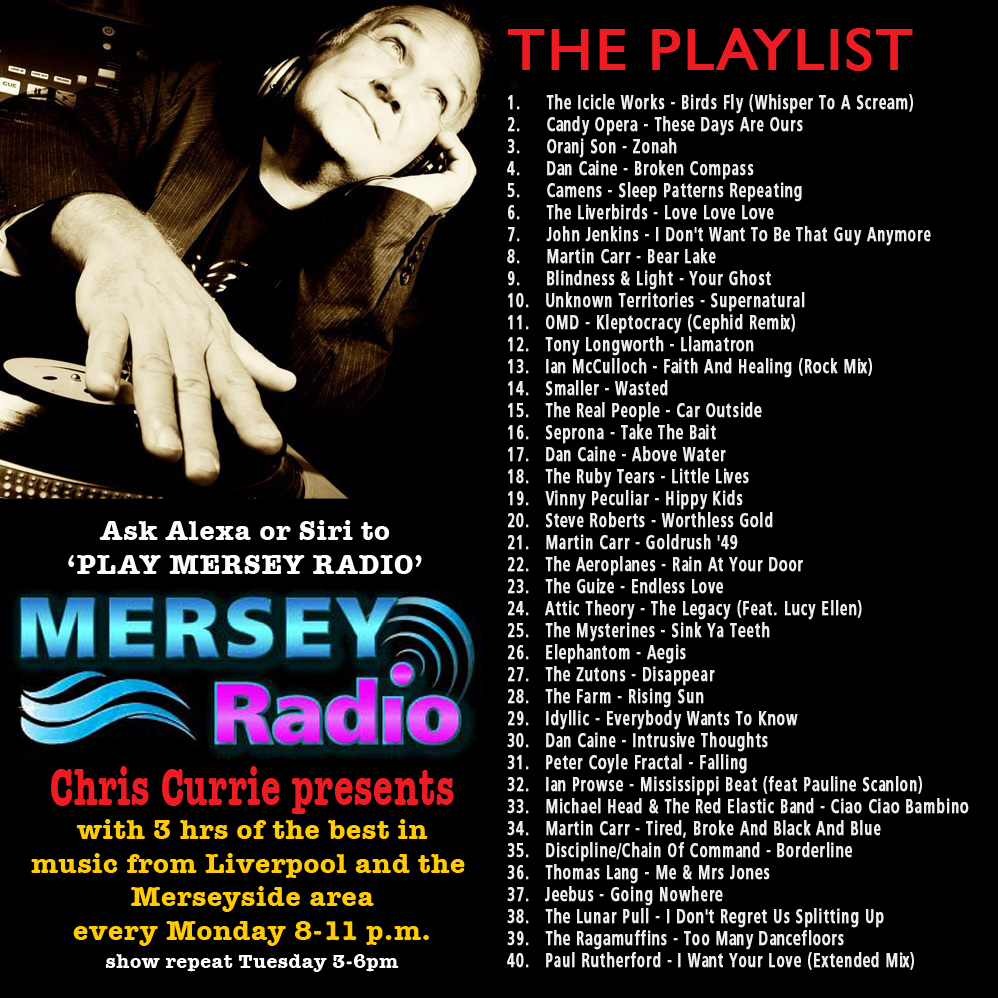ON AIR IN FIVE MINUTES Missed last night's show on @MerseyRadio no problem - it's repeated today 3-6pm with Feat. Artist: @dancainemusic + Feat. Album: Ye Gods (& Little Fishes) by @martin_carr @LiverbirdsBand @BlindnessLight @camensuk @OfficialIanMac @IanProwse @ZutonsThe