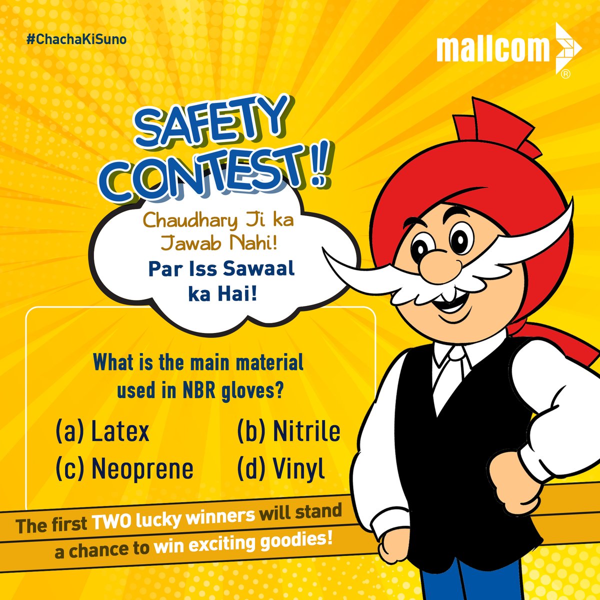 Give the right answer to win big! Two winners will receive amazing prizes! Valid till 15th May! Guess in the comments, follow us, mention 2 friends, and tag us in your story with #ChachaKiSuno. #ChachaKiSuno #ContestAlert #Mallcom #ChachaChaudhary #SafetyContest