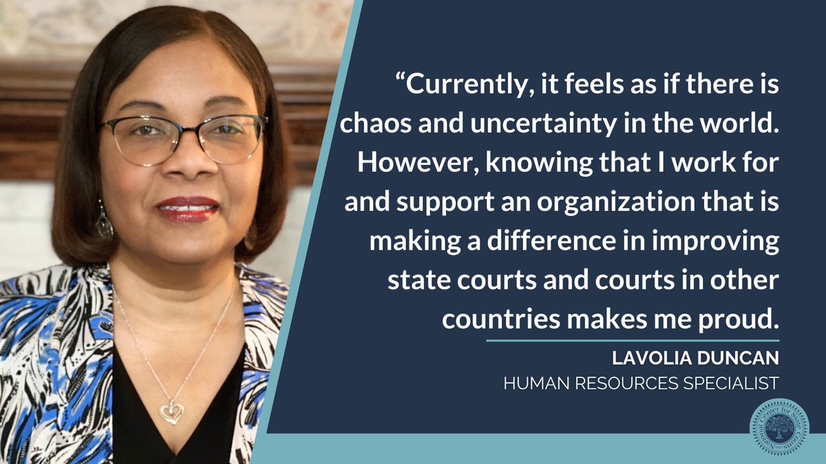 Meet Lavolia Duncan, our HR Specialist w/ 25 years at NCSC. She supports many HR and payroll functions and also helped coordinate the Annual Conference on Racial and Ethnic Fairness in Courts in 2016 while pursuing her degree. Despite her busy schedule, she made the Dean's List!