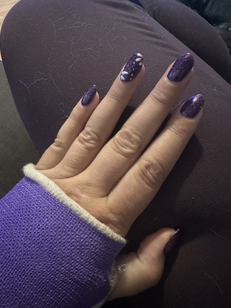 My nails now match my cast and pyjamas, and I’m very happy about it. It almost makes the trauma of taking tramadol more bearable. I hate opioid painkillers. #fracturedscaphoid #brokenbones #ChronicPain