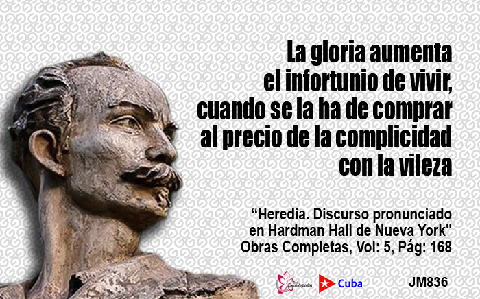 ✍
𝑬𝒍 𝒑𝒆𝒏𝒔𝒂𝒎𝒊𝒆𝒏𝒕𝒐 𝒗𝒊𝒗𝒐 𝒅𝒆 𝑱𝒐𝒔𝒆́ 𝑴𝒂𝒓𝒕𝒊́

“Heredia. Discurso en Hardman Hall de Nueva York'. Obras Completas, Vol: 5, Pág: 168

🇨🇺 #Cuba #gloria #MartiEntreNosotros  #JoseMarti #RadioCubana #CubaVive @Loypa2 @opmCuba @scjosemarti  @CentroMartianos