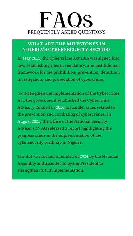 HOW DOES THE CYBERCRIMES ACT INCREASE CAPACITY TO DEAL WITH TERRORISM, MONEY LAUNDERING, ETC. AND FACILITATE INTERNATIONAL COOPERATION IN COMBATING CYBERCRIMES? DO YOU KNOW THE OBJECTIVES OF THE ACT? The frames below will answer your questions. #CybercrimeFAQs #CyberCrimeAct…